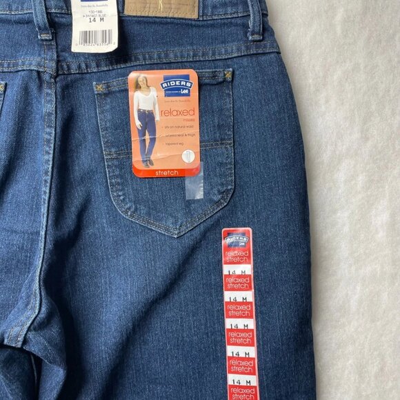 NWT Denim Rider Womens Blue Stretch Relaxed Tapered Leg Straight Jeans Size 14M - Picture 3 of 9